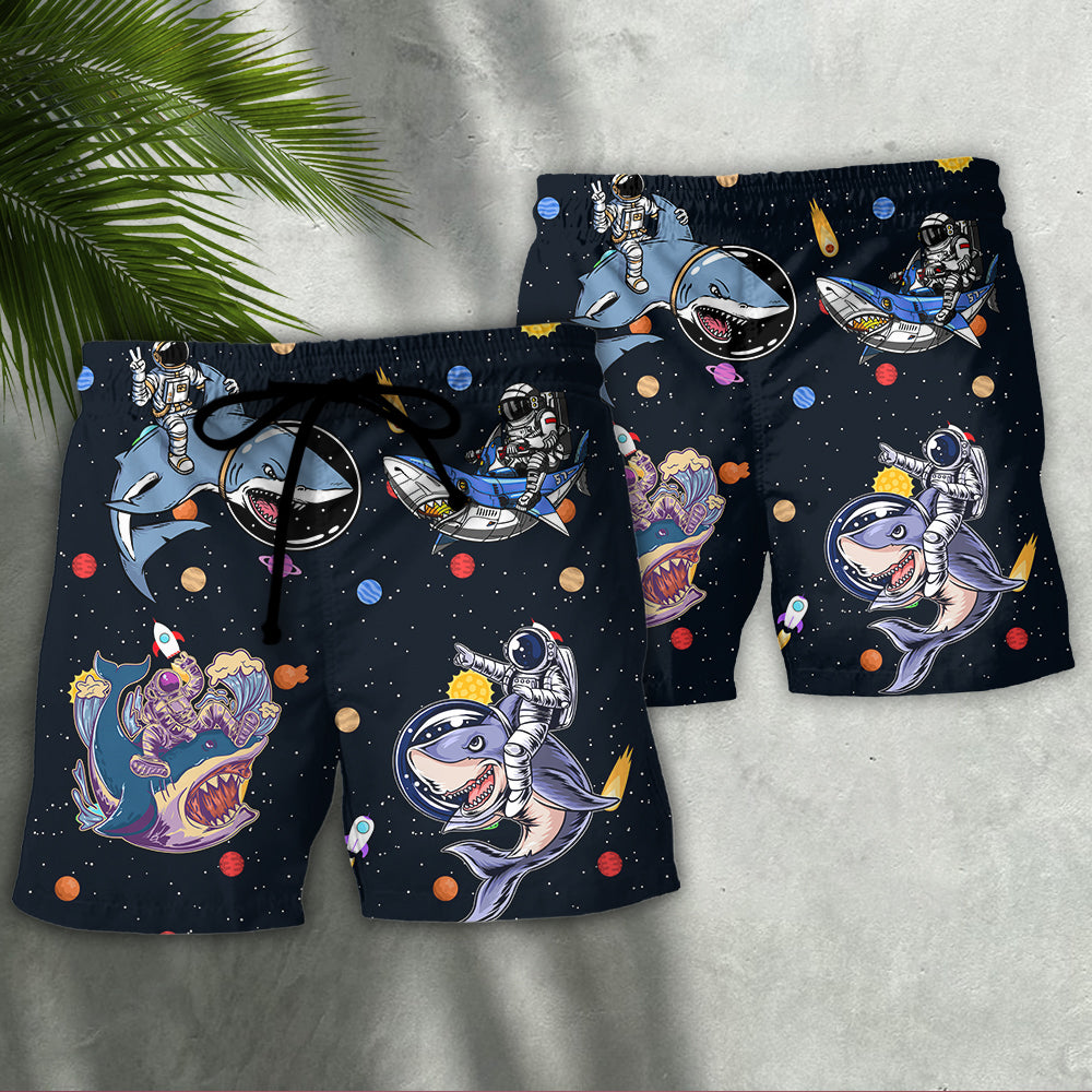 Shark Astronaut Galaxy Art - Beach Short