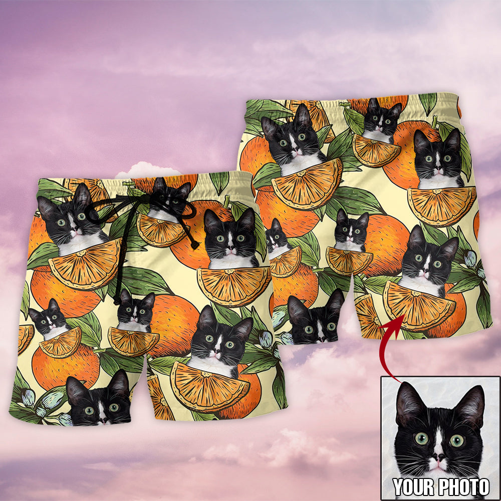 Cat Tropical Lover Various Style Custom Photo - Beach Short