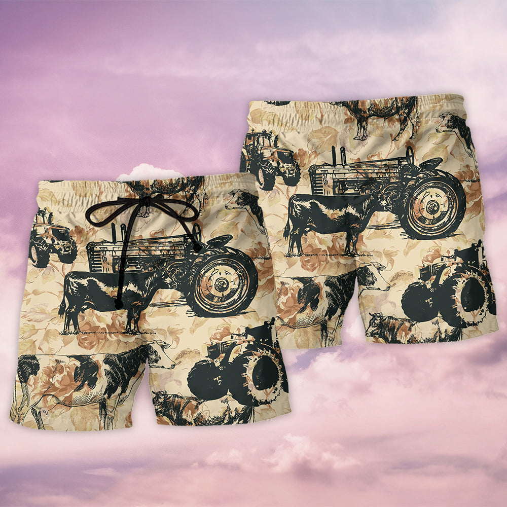 Tractor And Cow I Like - Beach Short - Owls Matrix LTD