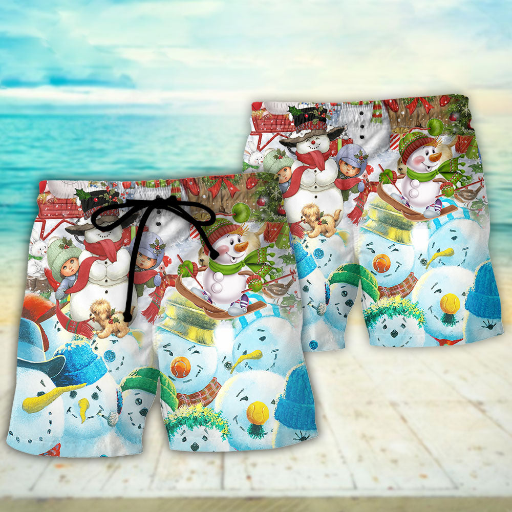 Happy Snowman Farm Christmas Holiday – Beach Short