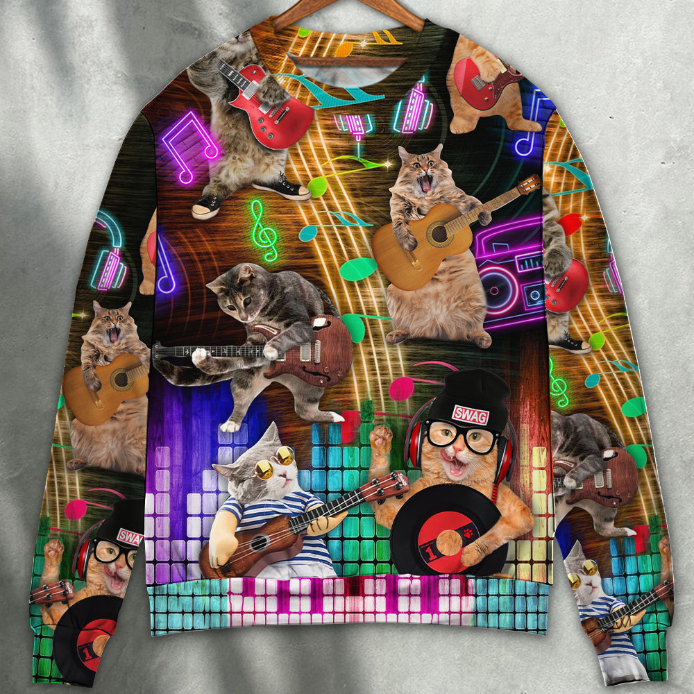 Lovely Cat Rocker Music Style – Sweater - Ugly Christmas Sweater