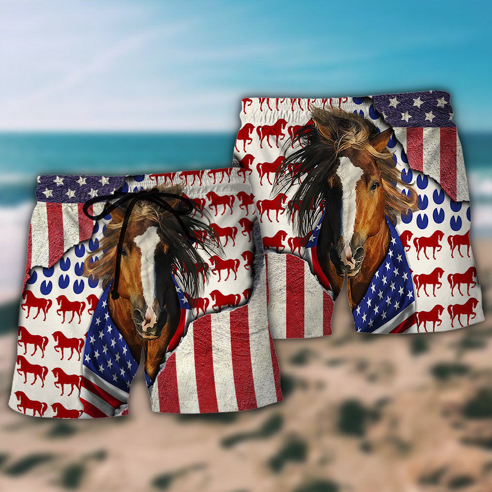 Patriotic Horse USA Flag Tribute – Beach Short