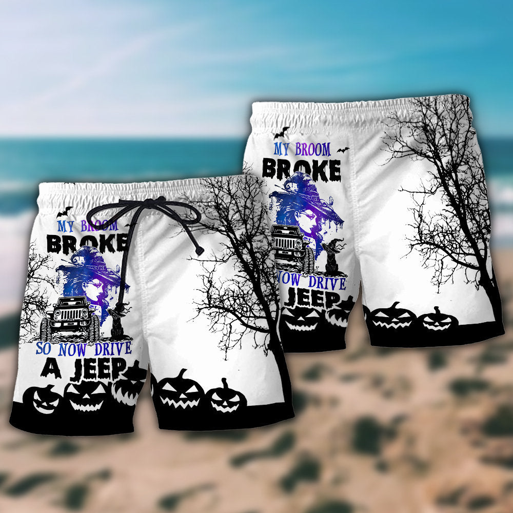Halloween Witch Broom Broke Fun – Beach Short