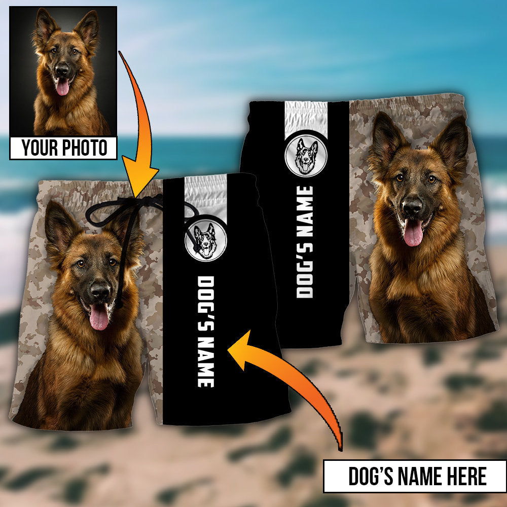 German Shepherd Lovely Dog Custom Photo Personalized – Beach Short