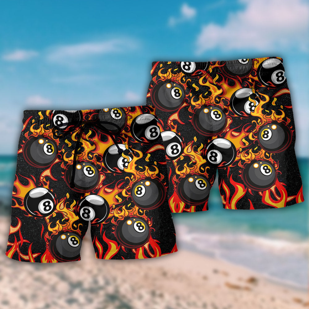 Eight Ball Fire Flame Billiard Art – Beach Short