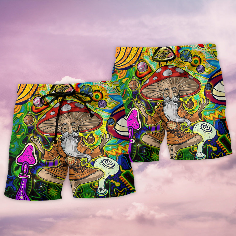 Hippie Mushroom Witch Colorful Art – Beach Short