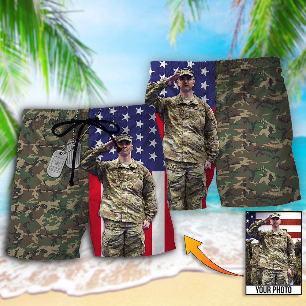 US Army Tropical Flag Custom Photo – Beach Short