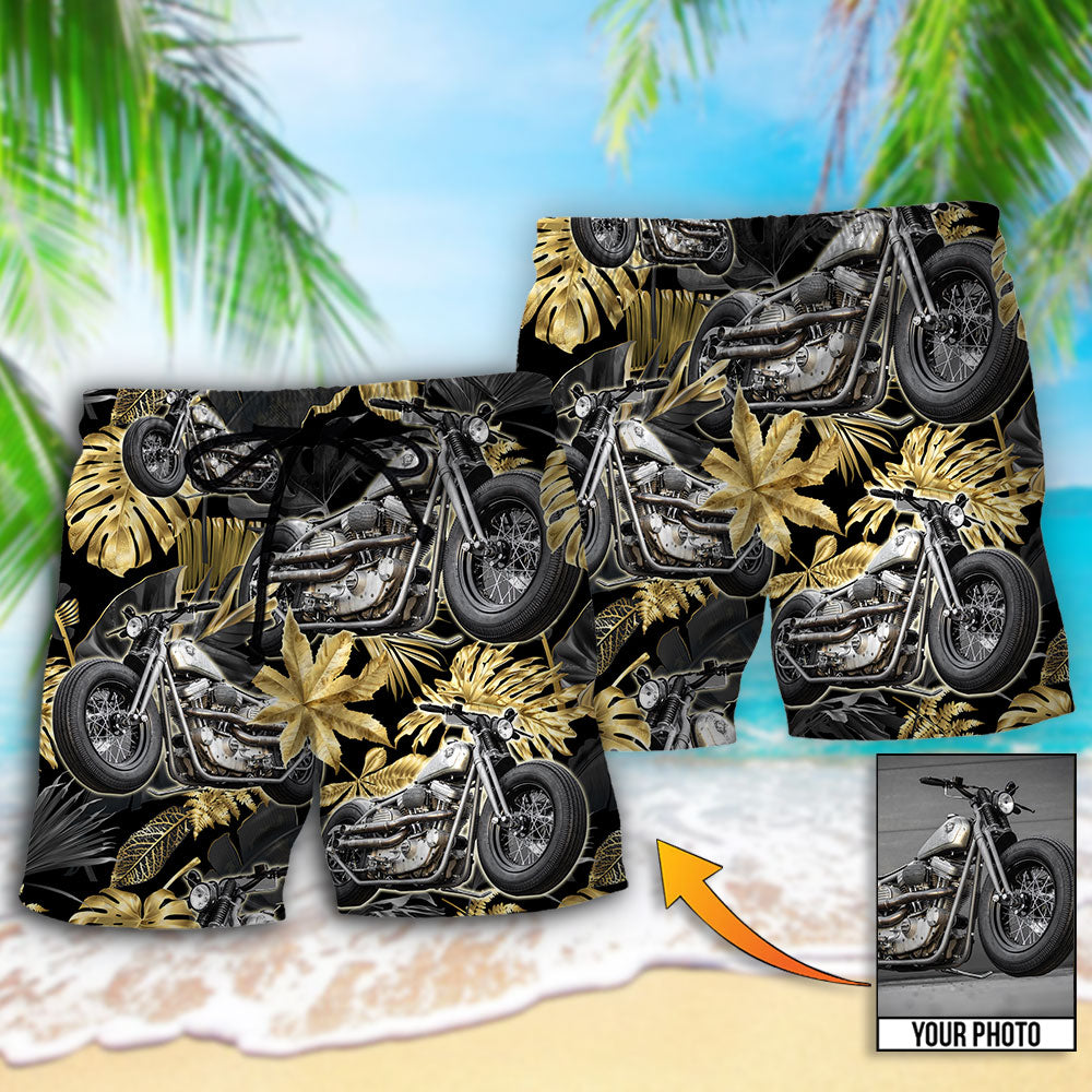 Bobber Motorcycle Tropical Style Custom Photo – Beach Short