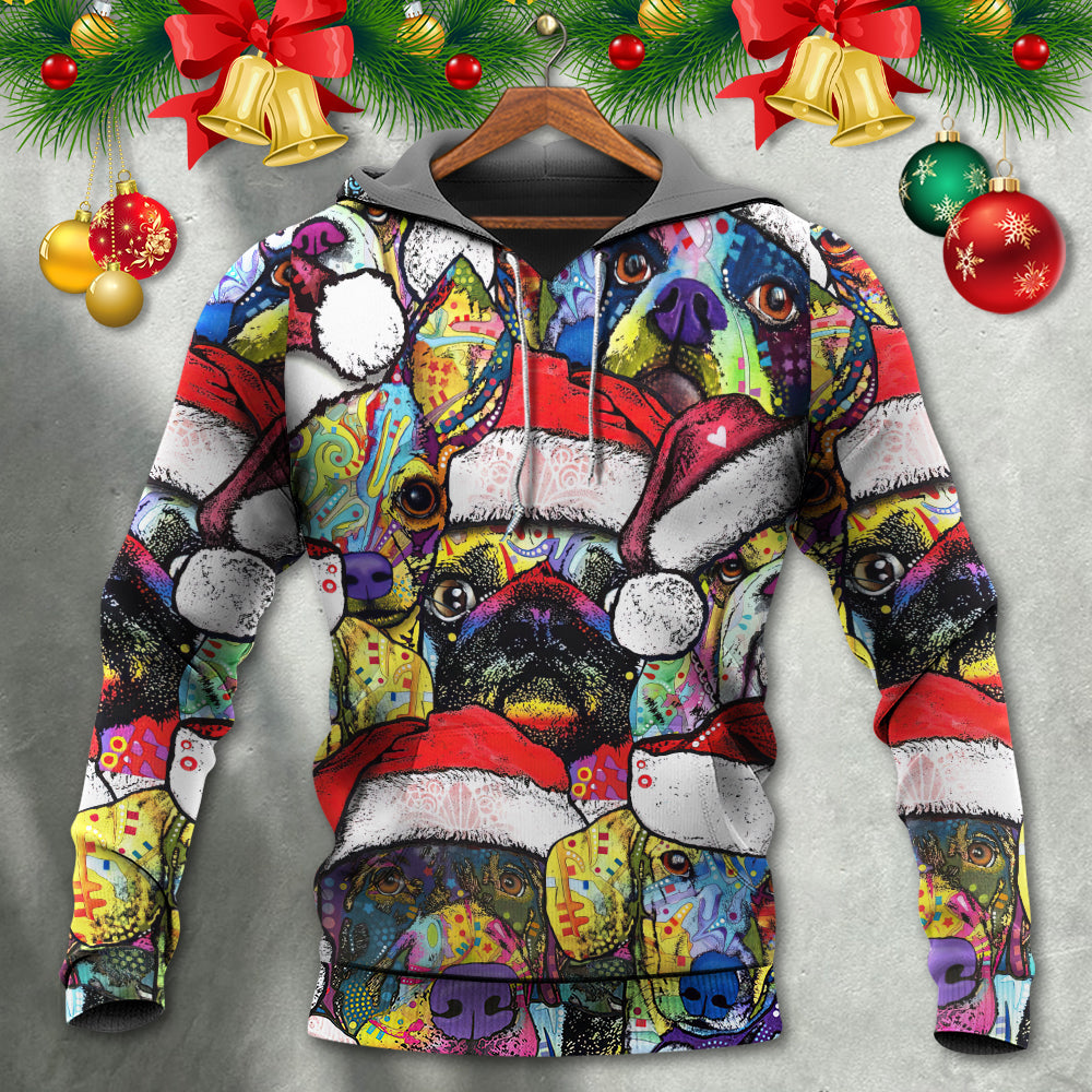 Christmas Dog Colorful Art With Love - Hoodie