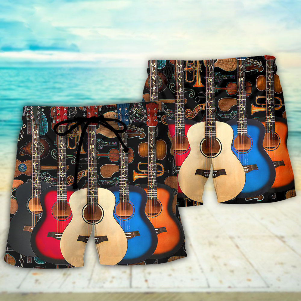 Guitar Lover Happy Life Music Vibes – Beach Short