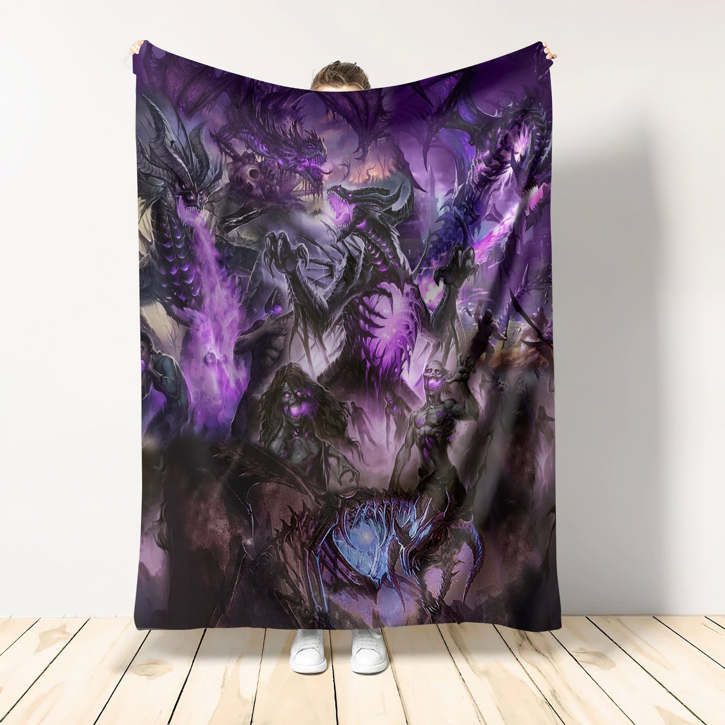 Skull Dragon Love Life Purple Flannel Blanket For Soft Bed Couch And Home Comfort
