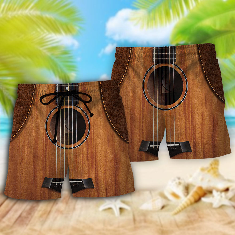 Guitar Vintage Leather Music Lover - Beach Short