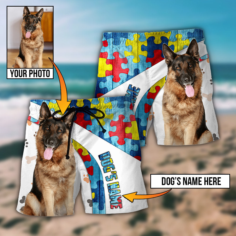 German Shepherd Lovely Dog Custom Photo Personalized – Beach Short