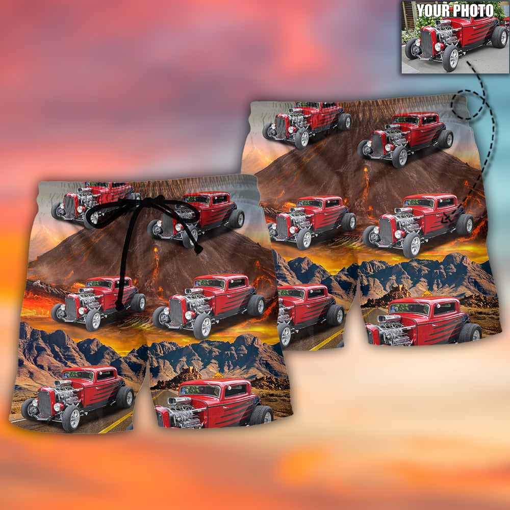 Hot Rod Lover Various Style Custom Photo – Beach Short