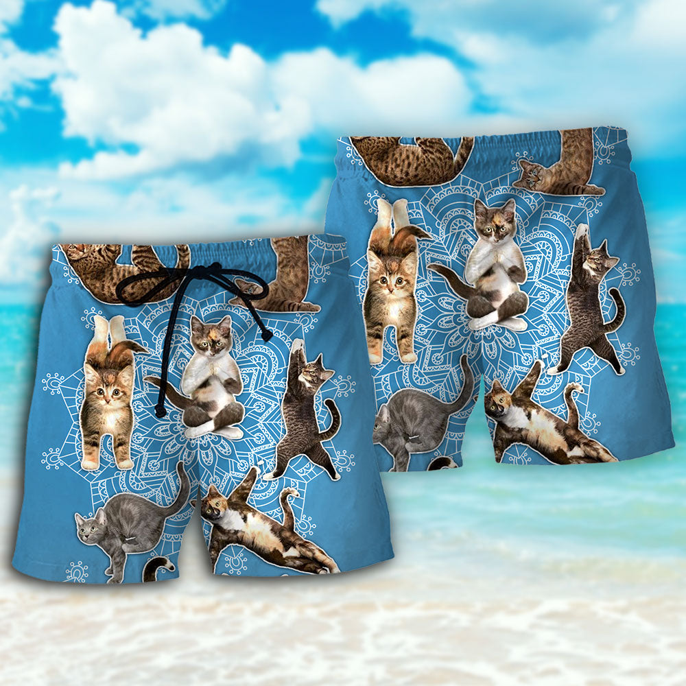 Yoga Cat Mandala Peaceful Art – Beach Short
