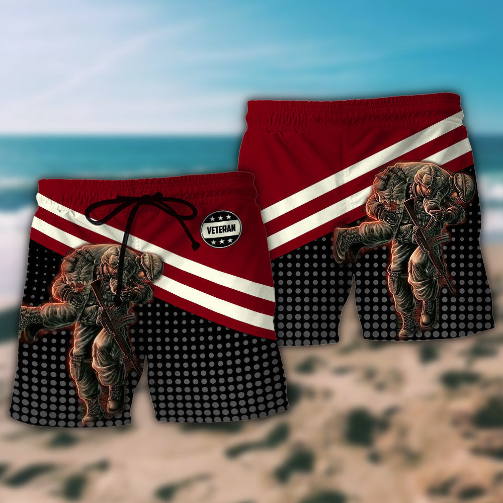 Veteran You May See Me Struggle But You Will Never See Me Quit - Beach Short - Owls Matrix LTD