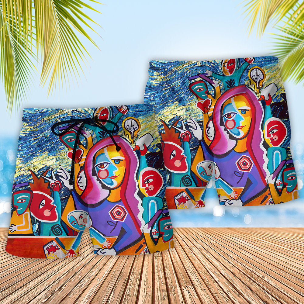 Art Teacher Starry Night - Beach Short