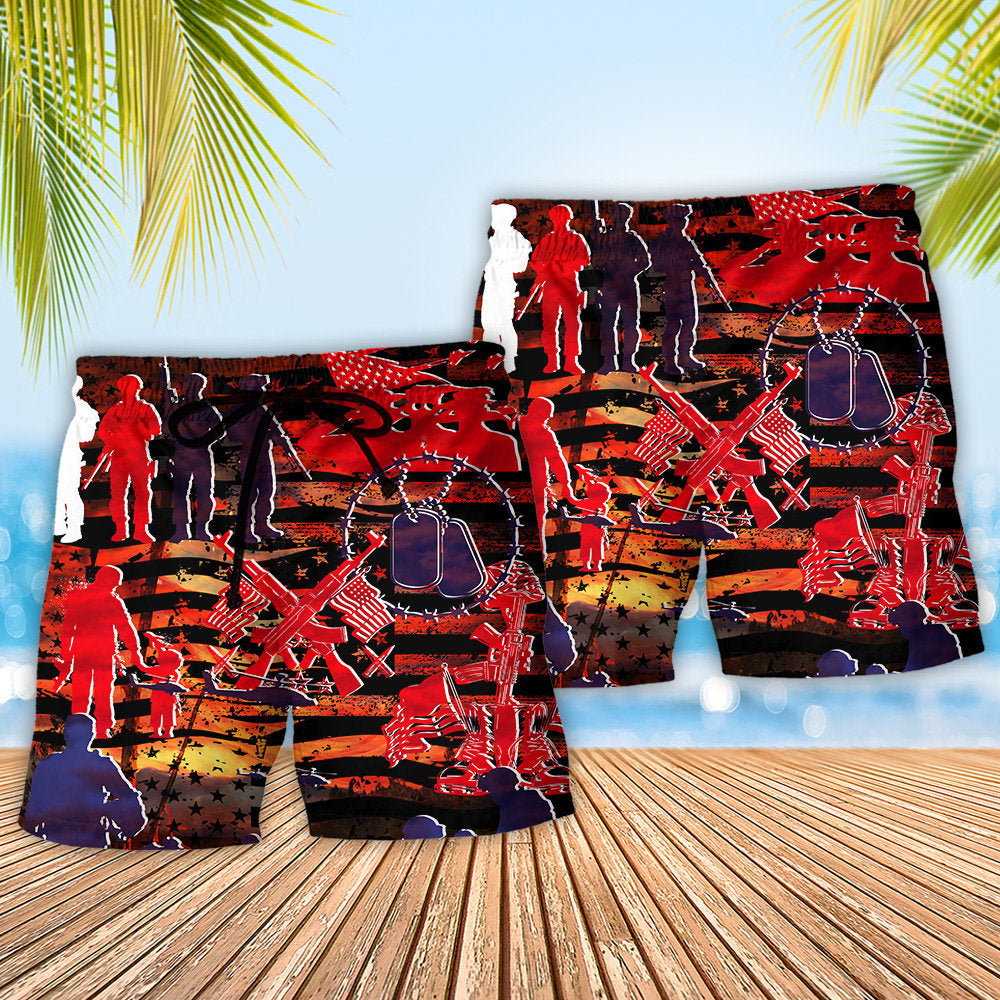 Veteran Independence Day Fought For Our Democracy - Beach Short - Owls Matrix LTD