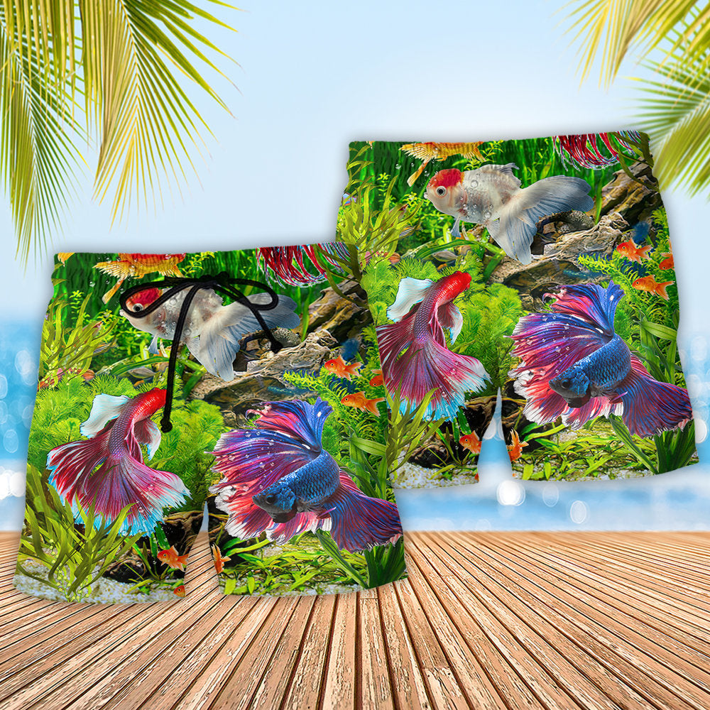 Fish Aquarium Fish And Algae In A Freshwater Aquarium - Beach Short - Owls Matrix LTD