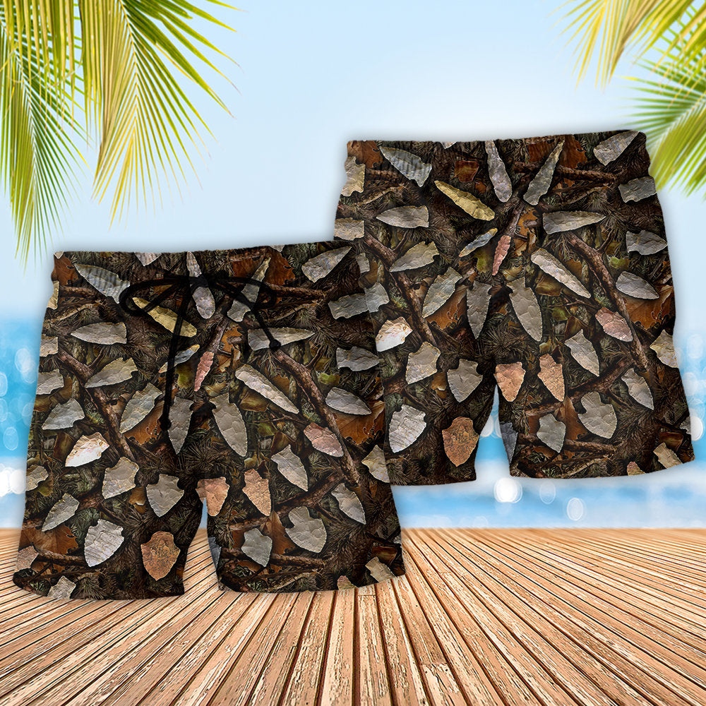 Hunting Arrowhead Camo Pattern - Beach Short
