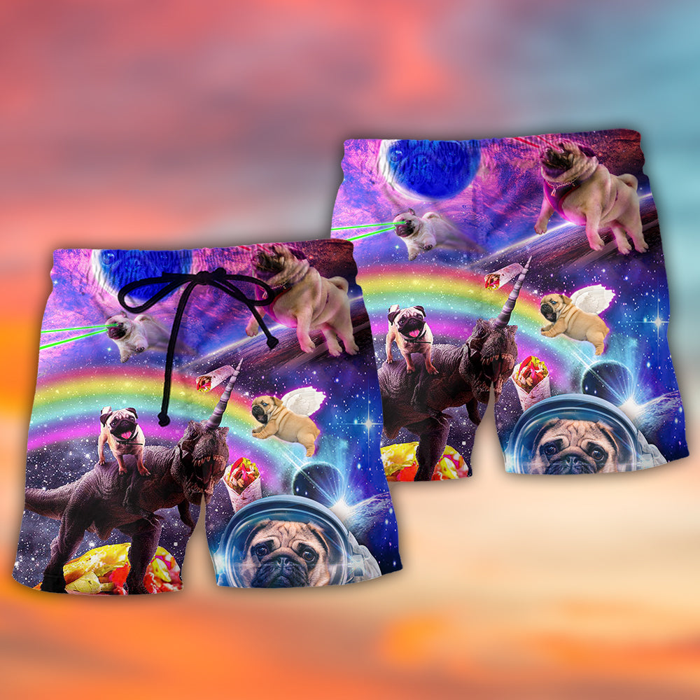 Pug Galaxy Rainbow Fantasy Art – Beach Short