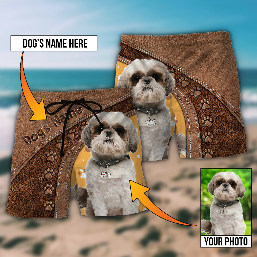 Dog Paw Brown Style Custom Photo Personalized – Beach Short