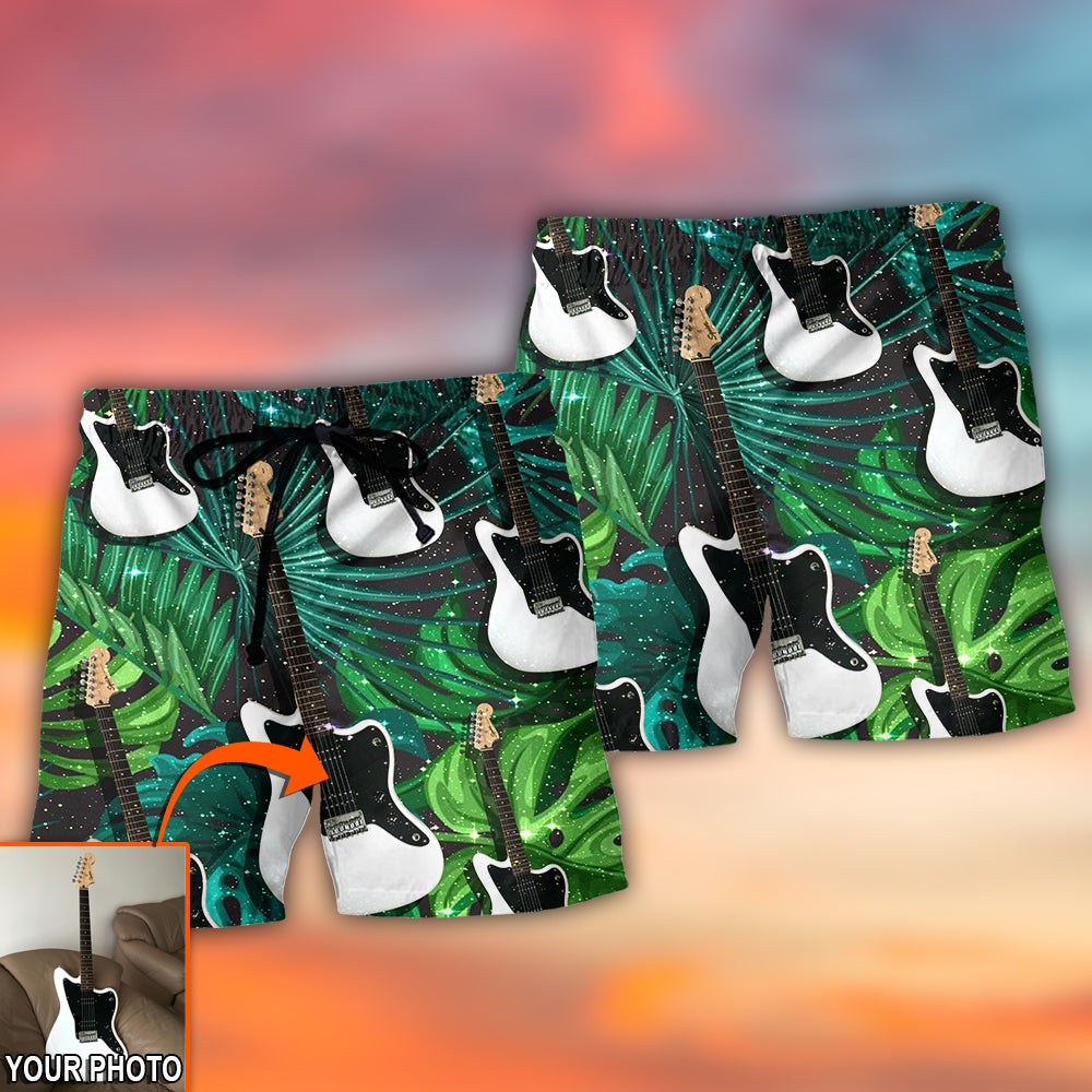 Guitar Various Style Tropical Floral Custom Photo - Beach Short