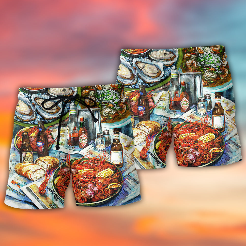 Seafood And Drinks Creative Food Art – Beach Short