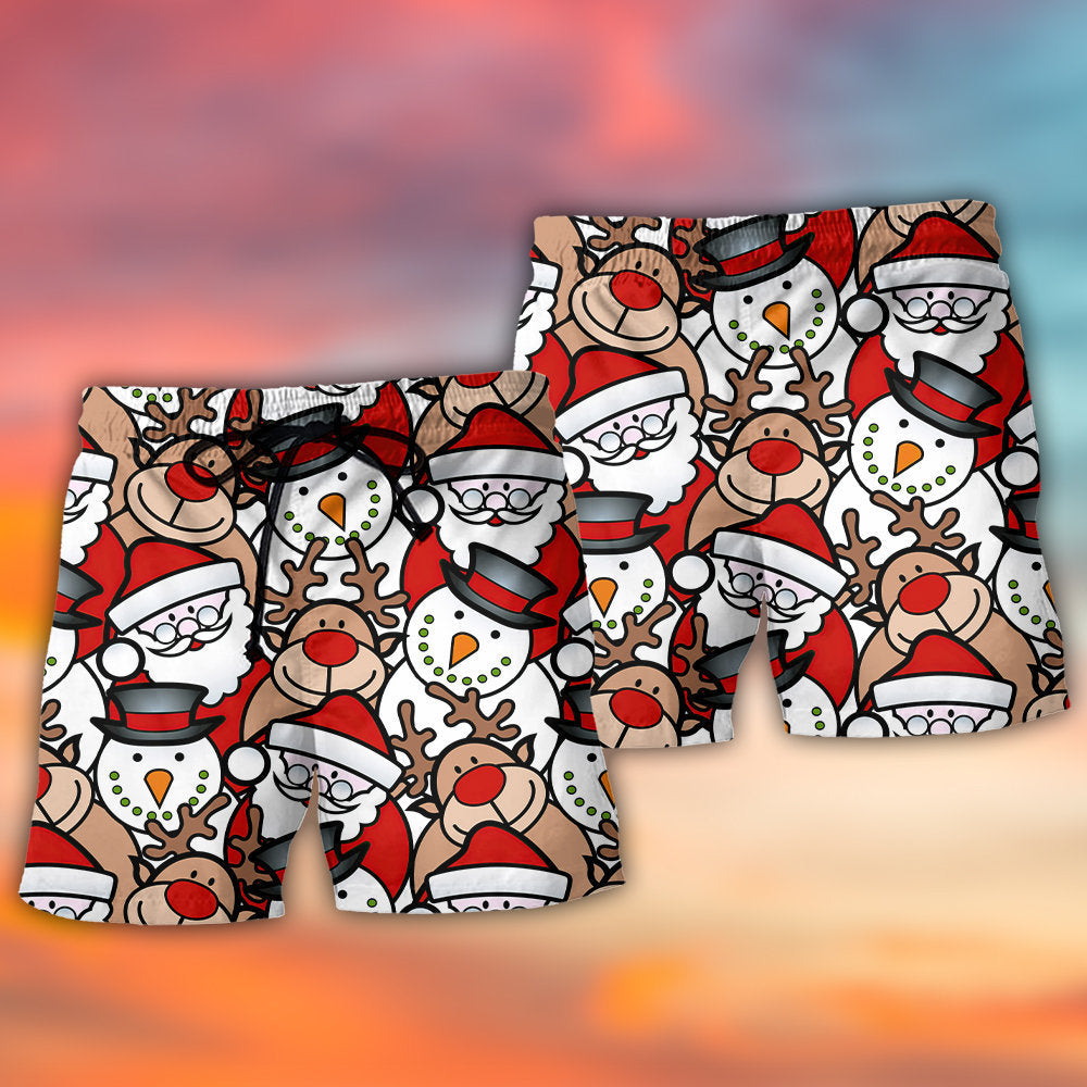 Cute Santa And Reindeer Fun – Beach Short