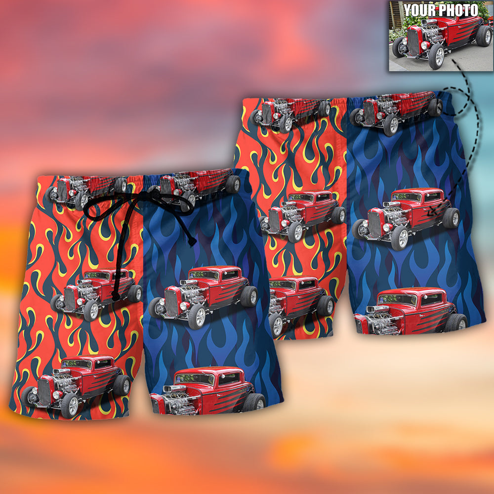 Hot Rod Lover Various Style Custom Photo – Beach Short