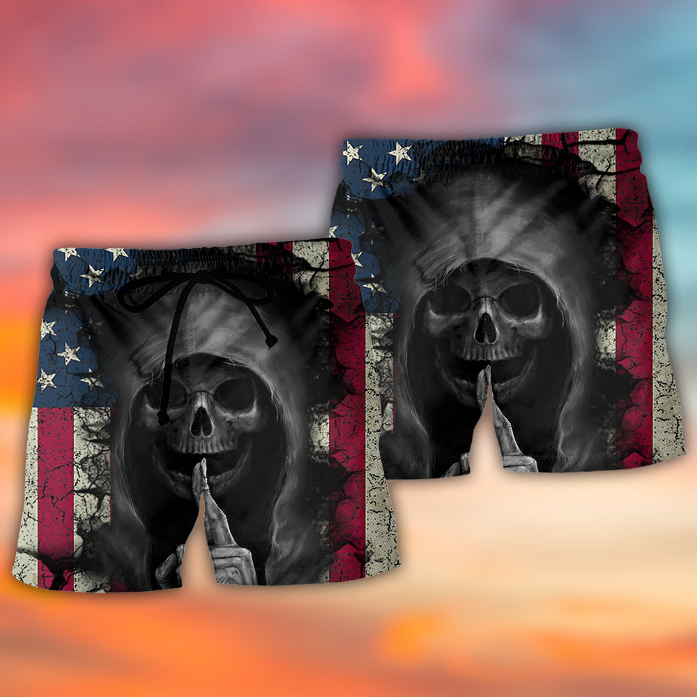 Skull Dark USA Flag Vintage – Beach Short