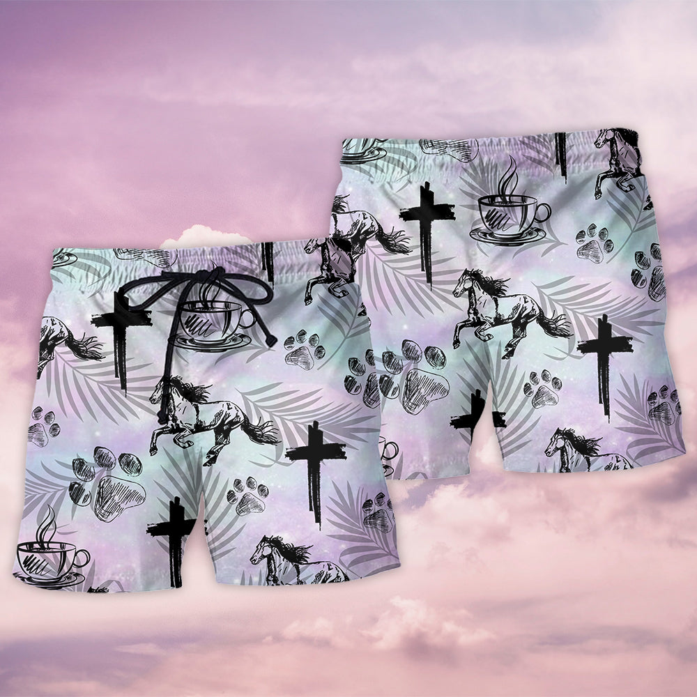 Coffee Jesus Dog Horse Tropical – Beach Short