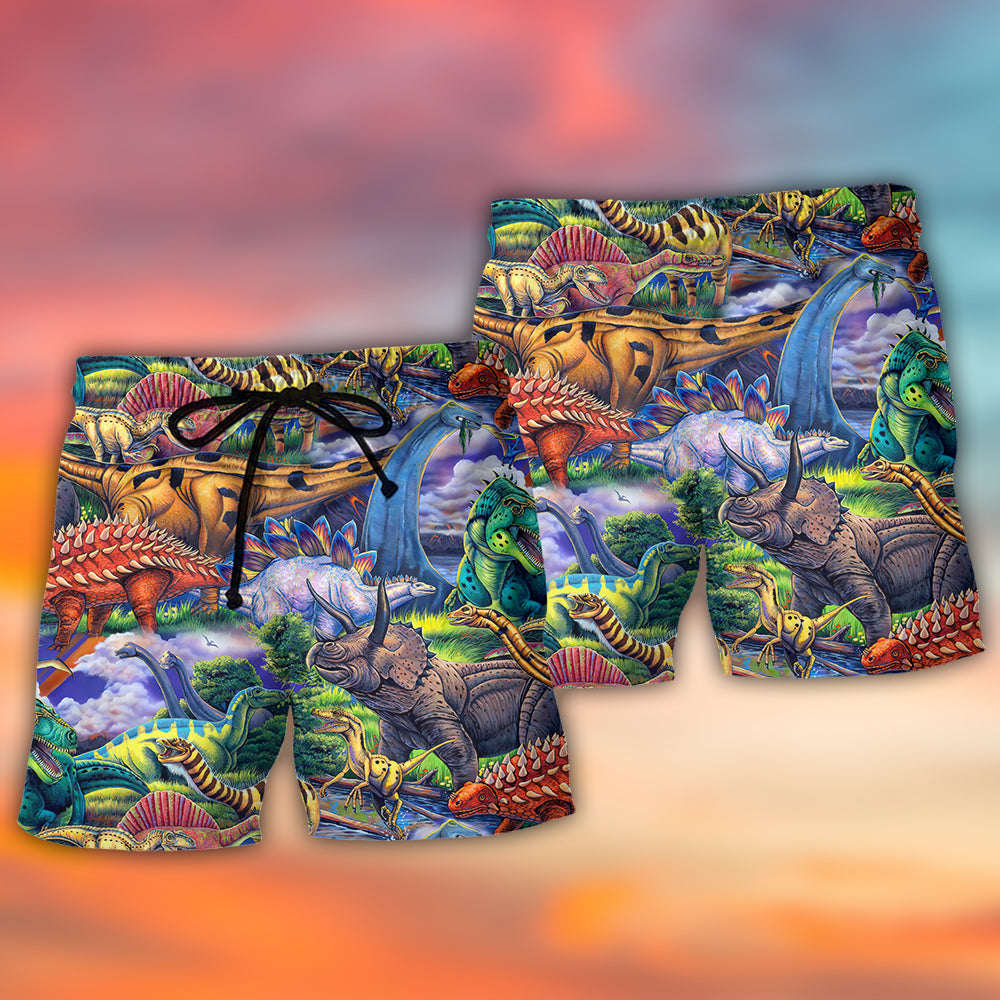 Colorful Dinosaur Art – Beach Short