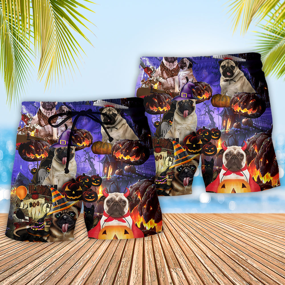 Halloween Pumpkin Pug Never Mind The Witch – Beach Short