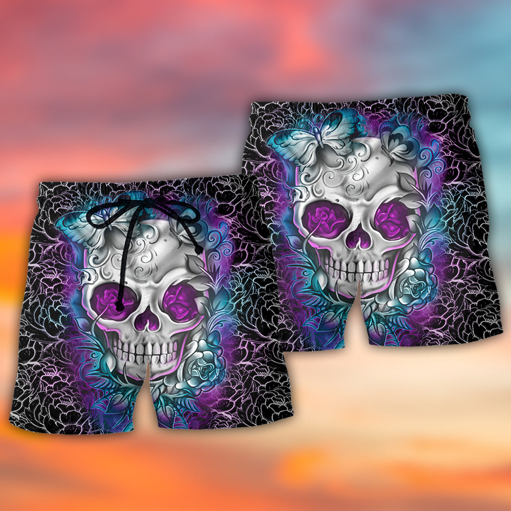 Skull Butterfly Flower Lightning – Beach Short