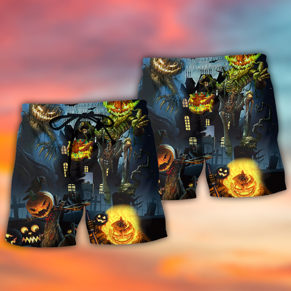 Halloween Pumpkin Night Sky - Beach Short