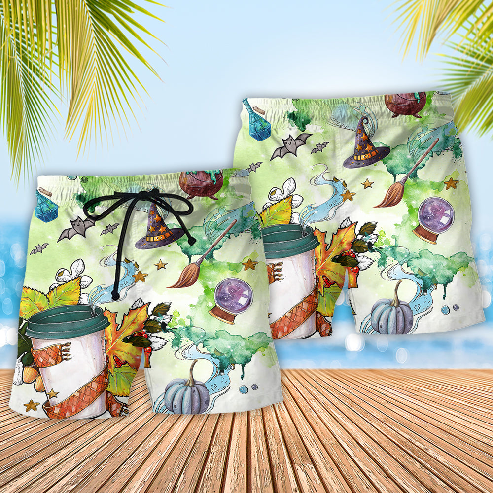 Halloween This Witch Needs Coffee - Beach Short - Owls Matrix LTD