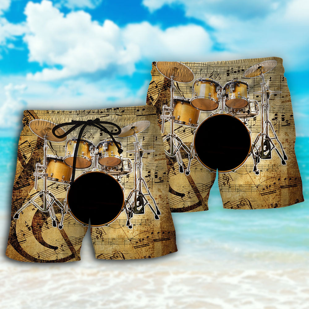 Drum Old Drummer And Lovely Lady Stick - Beach Short - Owls Matrix LTD