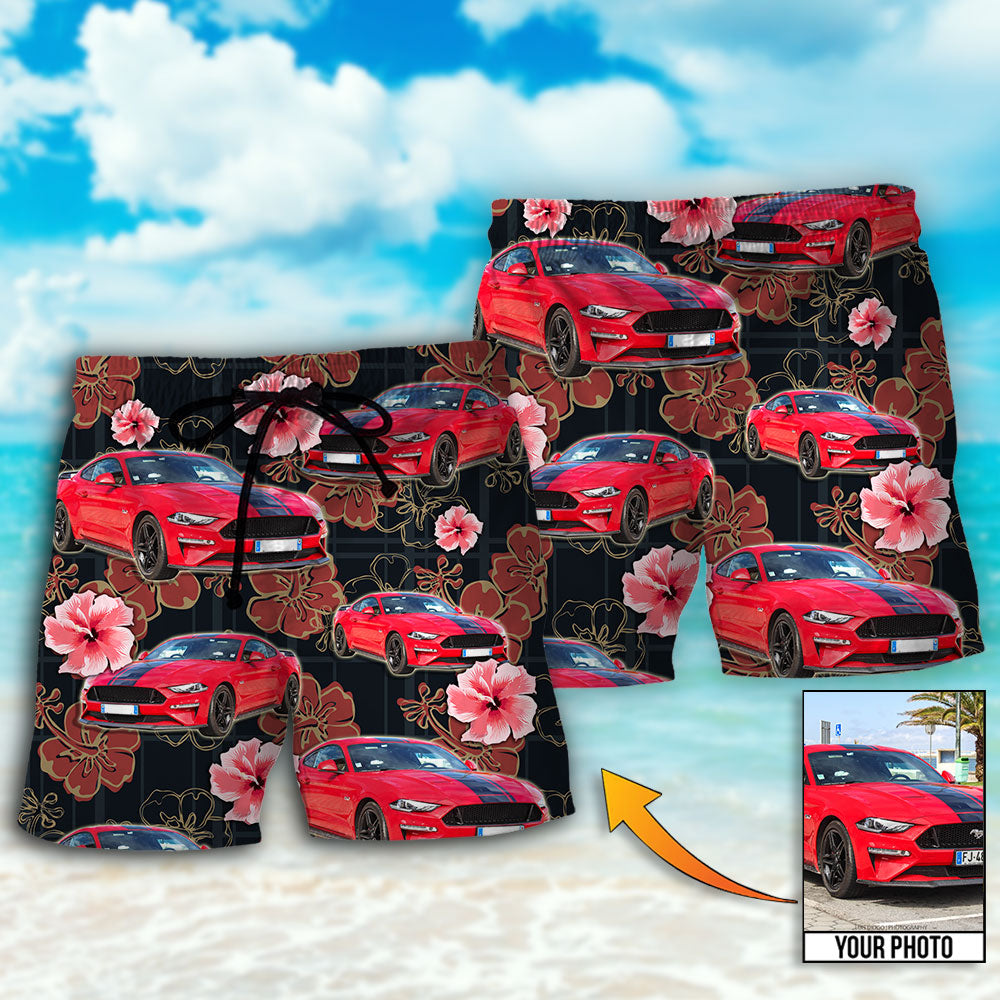 Car Floral Various Style Custom Photo – Beach Short
