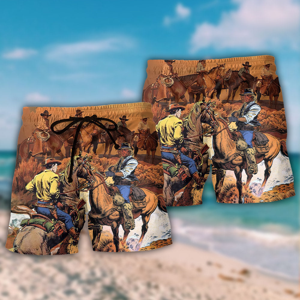 Western Cowboy Riding Horse Classic Style – Beach Short