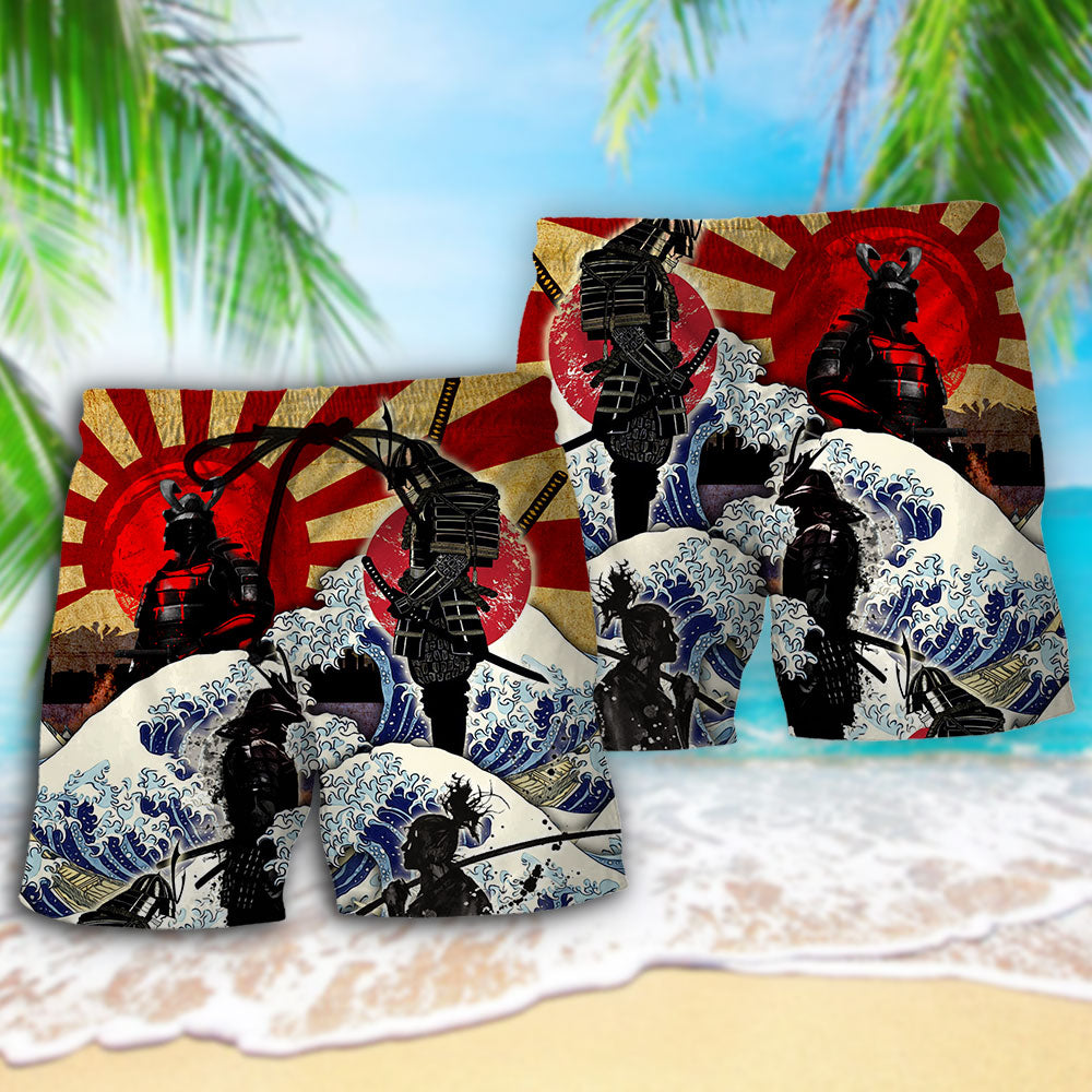 Samurai Red Sun Wave Art – Beach Short