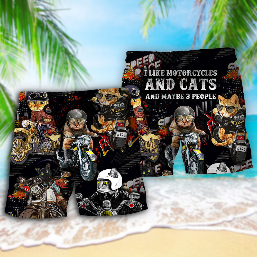 Motorcycle I Like Motocycles And Cats - Beach Short - Owls Matrix LTD