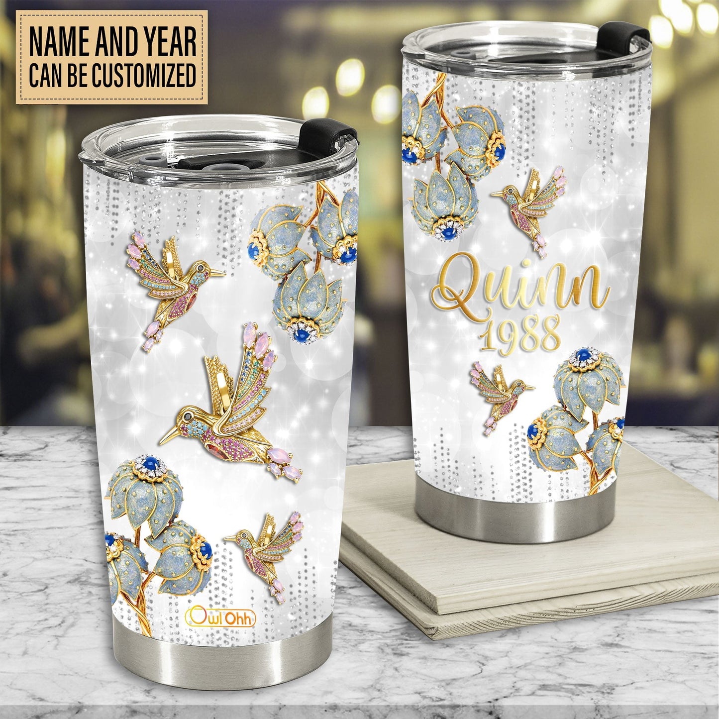 Hummingbird Jewelry Golden Personalized 20 Oz Tumbler