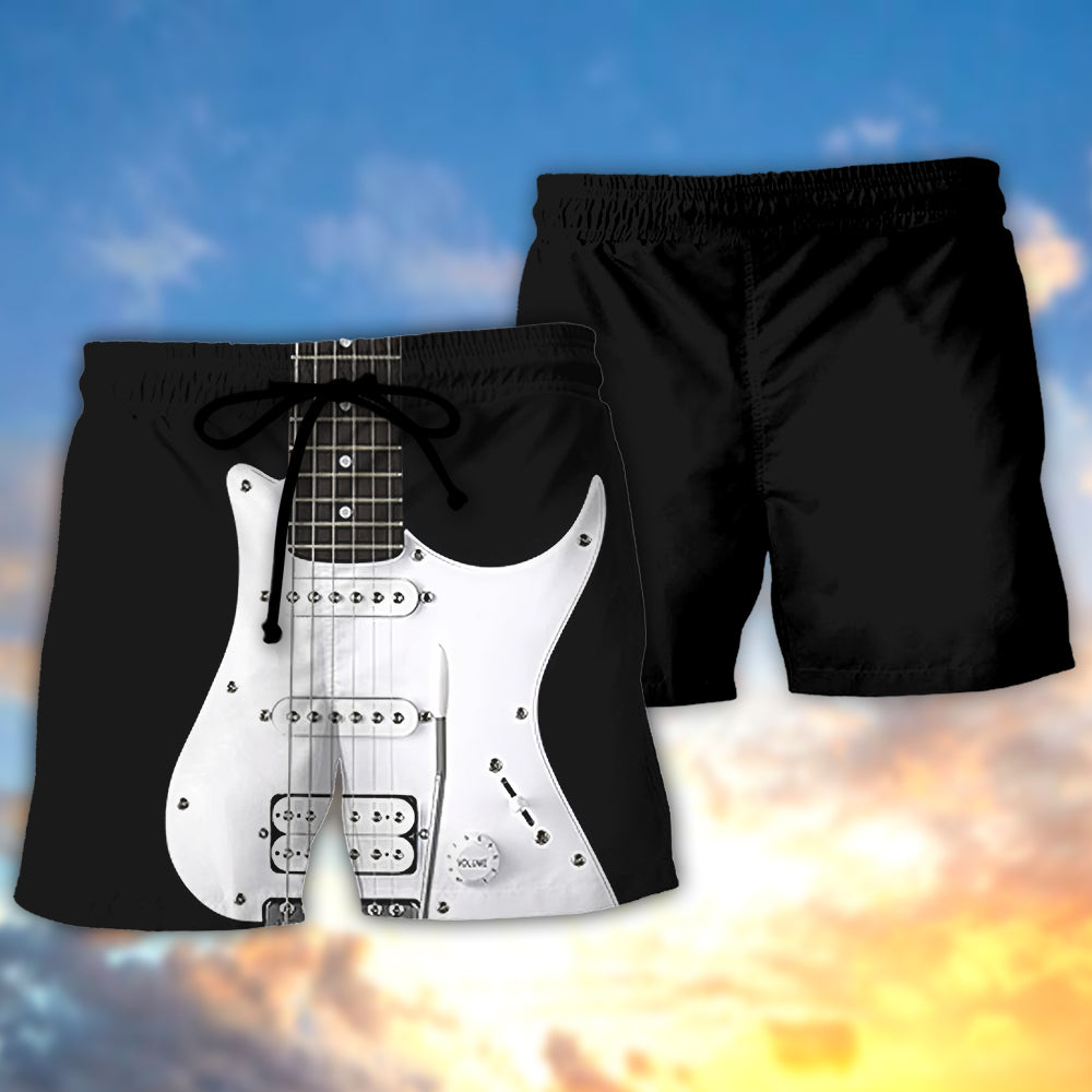 Black Electric Guitar Art – Beach Short