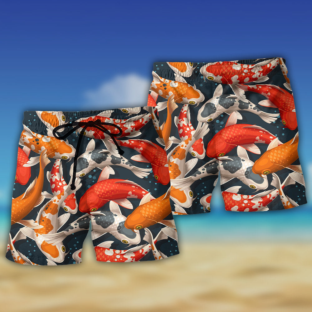 Colorful Koi Fish Swimming Art – Beach Short