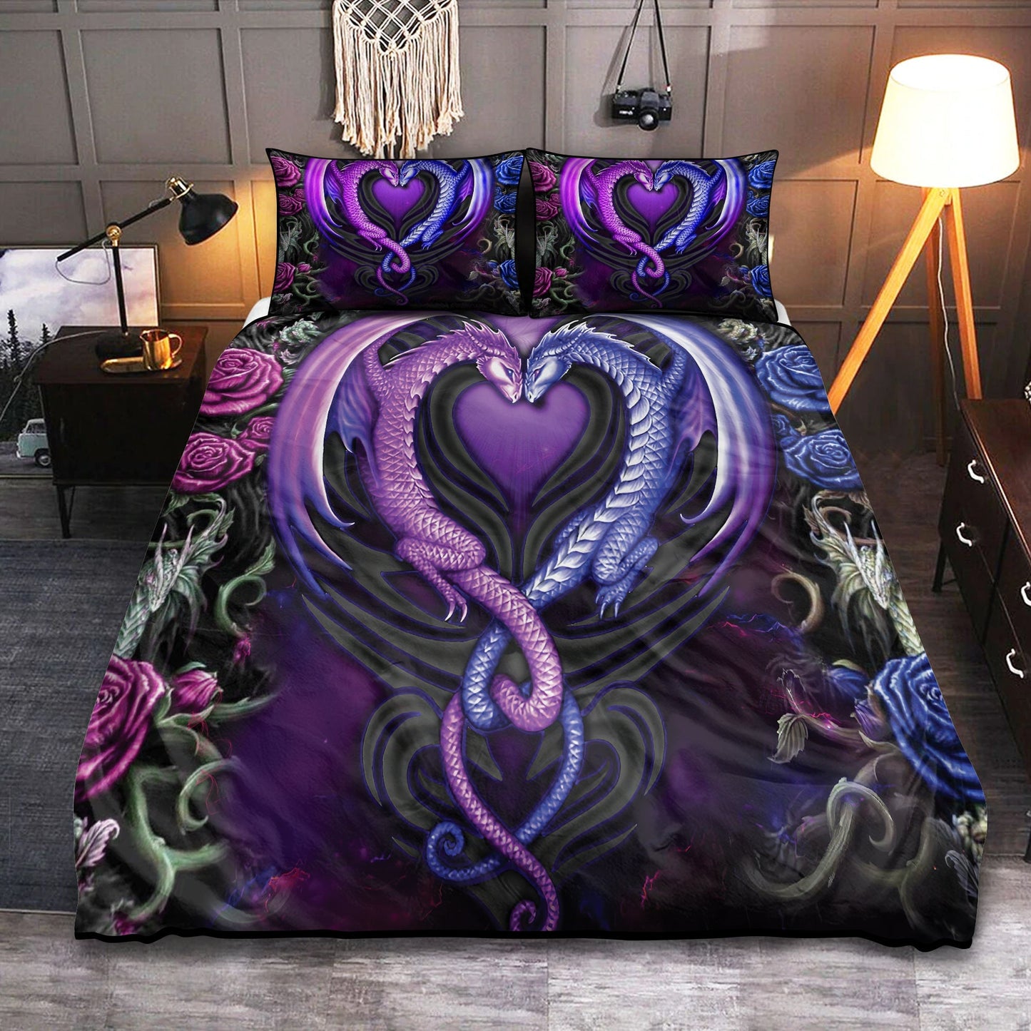 Dragon Couple Love Bedding Cover For Fantasy Bedroom Decor