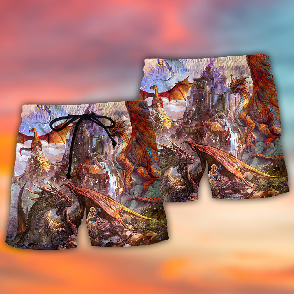 Dragon Life Love Fantasy Art Style – Beach Short
