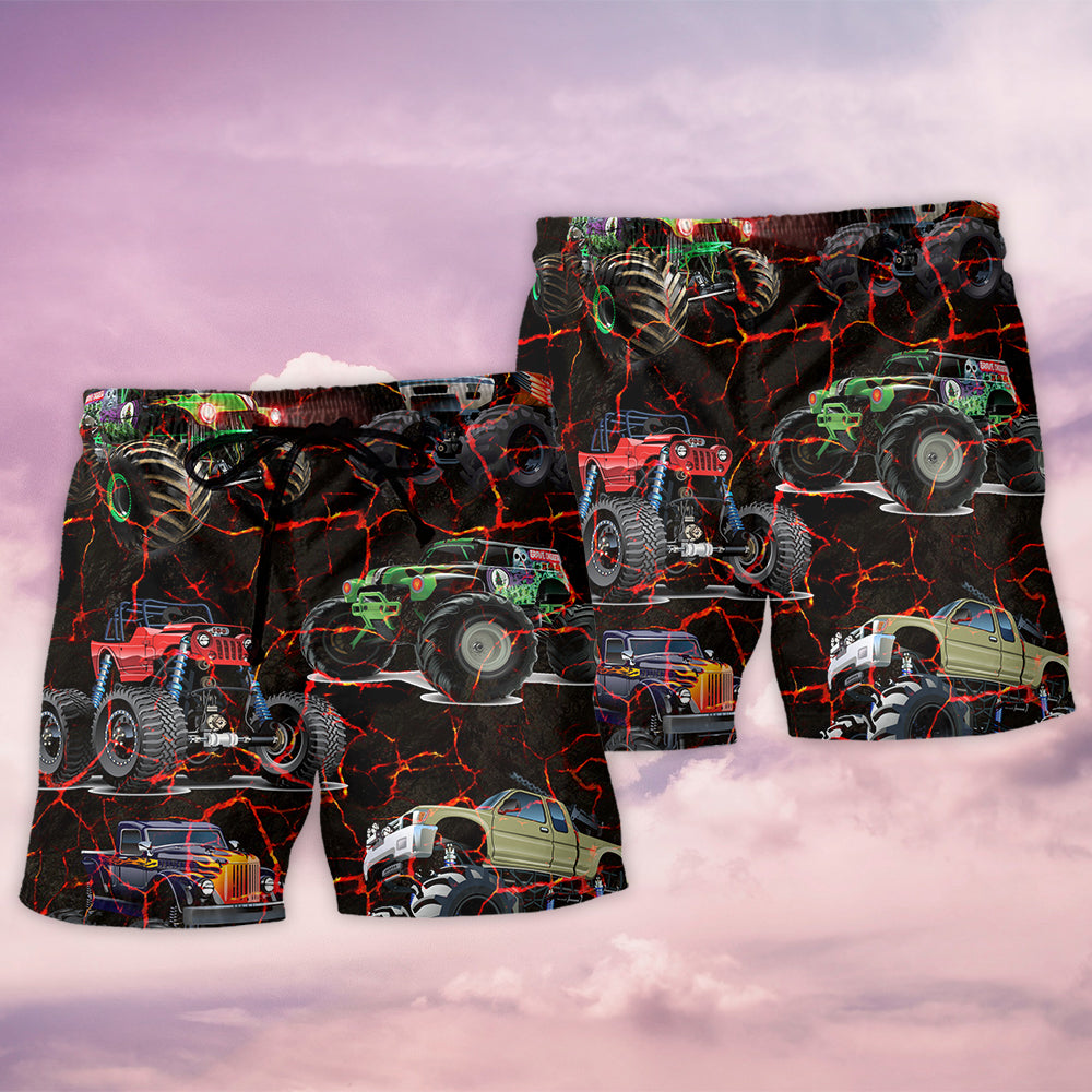 Monster Truck Lava Style - Beach Short