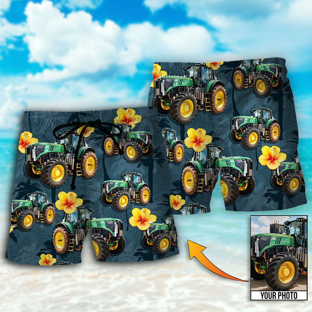 Tractor Lover Tropical Custom Photo - Beach Short