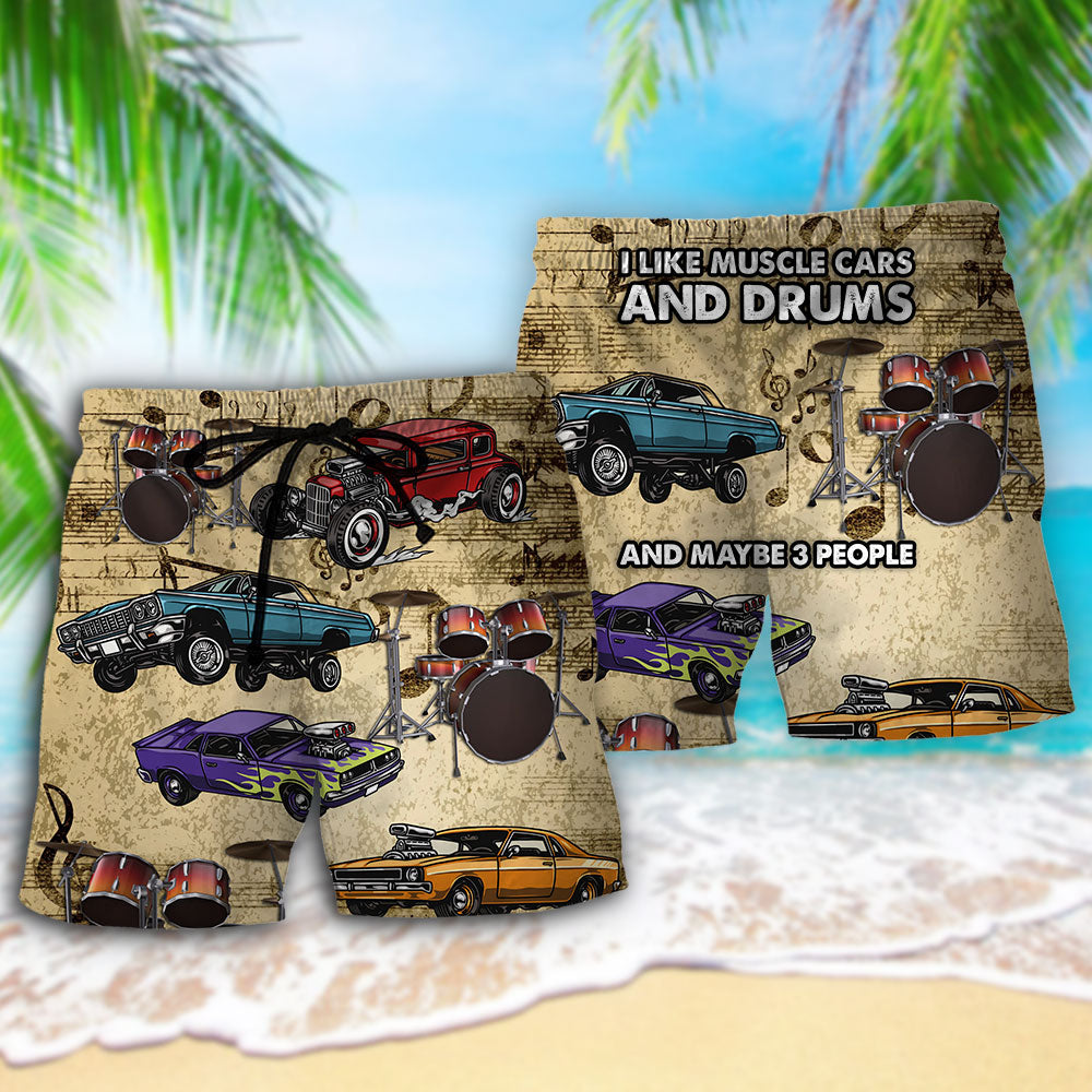 Car Muscle Car And Drum Lover – Beach Short